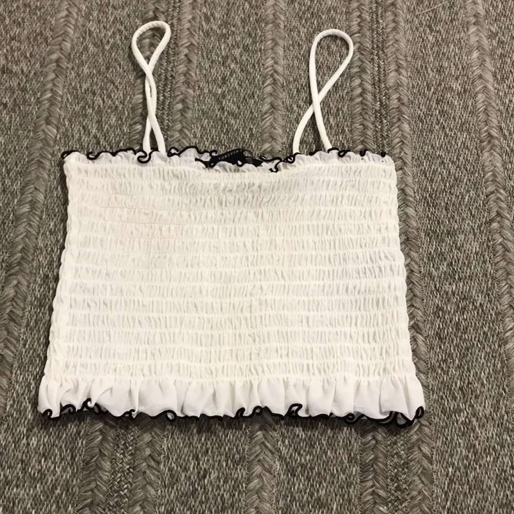 Forever 21 White Ruched Crop Top